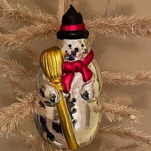 Vintage Department 56 Mercury Glass Snowman Holiday Christmas Ornament